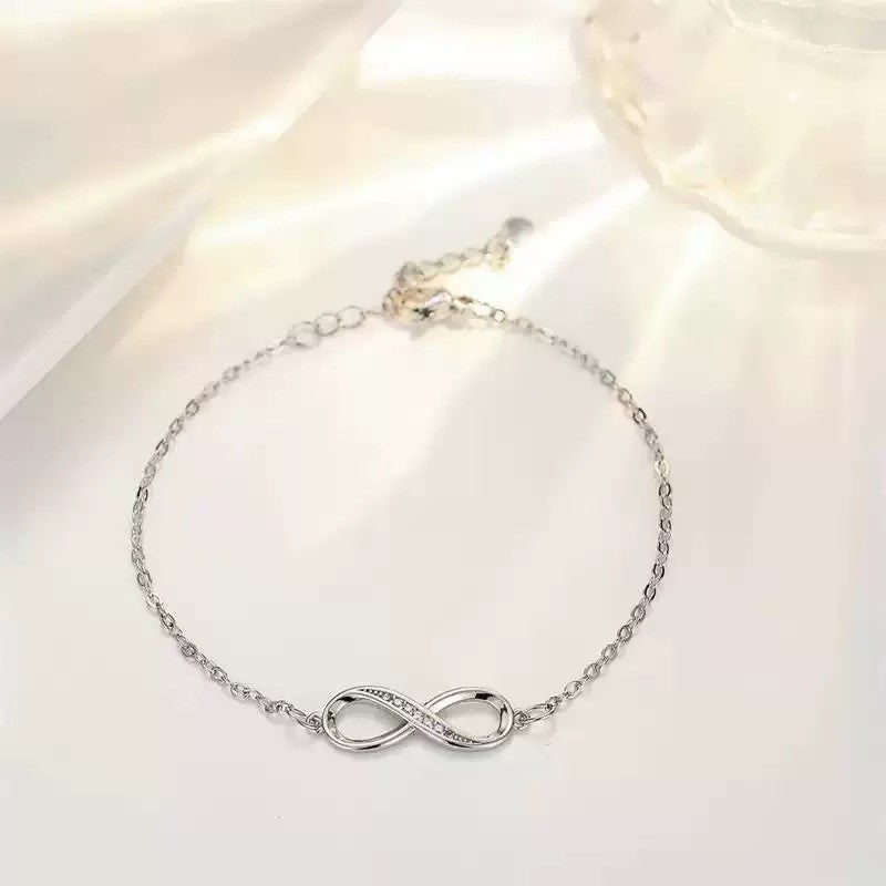 925 Sterling Silver Crystal Love Charm Bracelet Women Girls Jewellery Gift