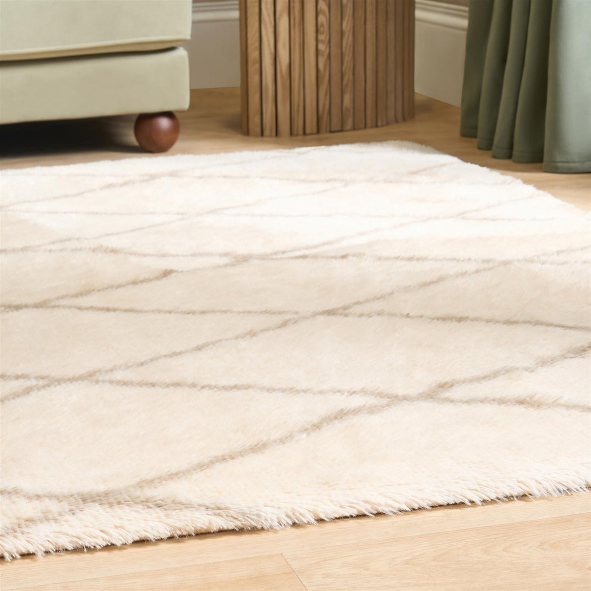 OHS Diamond Check Rug Non Slip Fluffy Soft Luxury Floor Carpet Hallway Runner