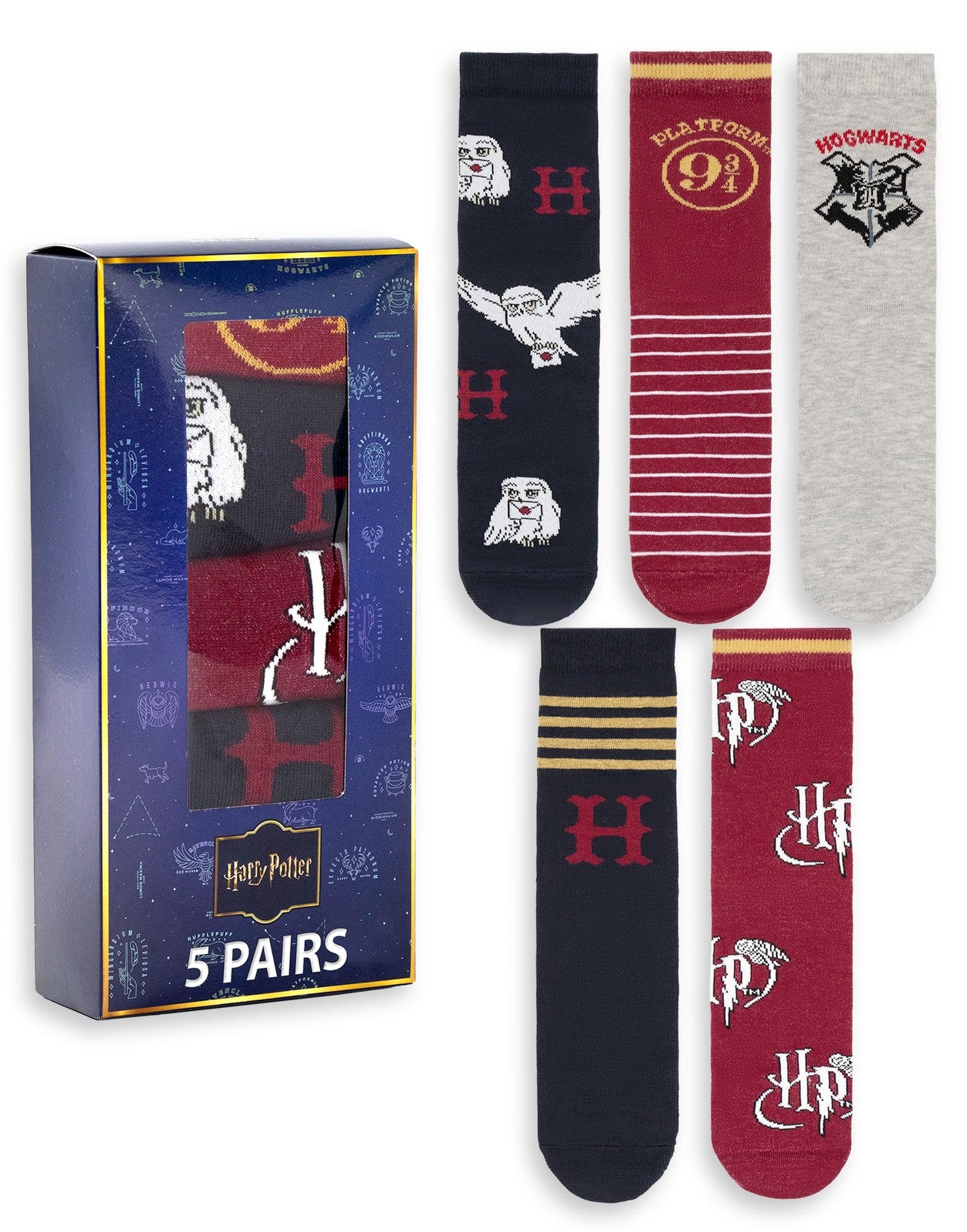 Harry Potter Calf Socks Set of 5 | Womens Multicoloured | Official Merch