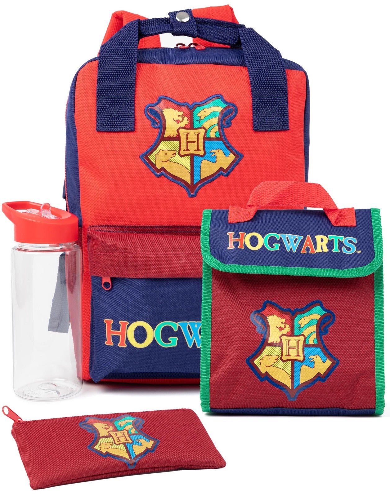 Harry Potter 4 Piece Backpack Set | Unisex Kids Red Green Blue | Official Merch