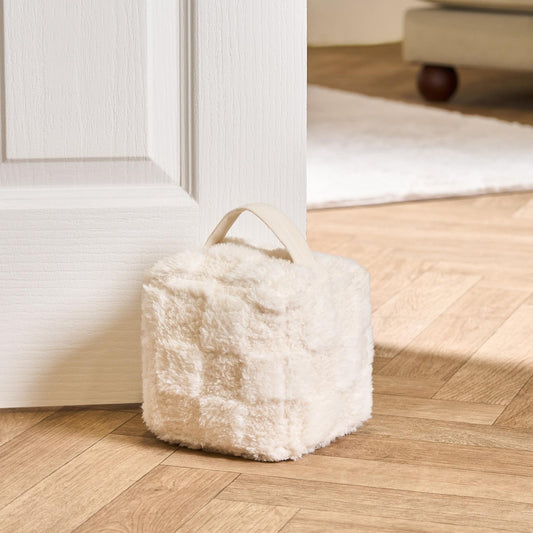OHS Checkerboard Weighted Door Stop Fluffy Decorative Stoppers with Handle