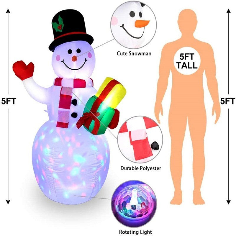 5FT Christmas Inflatable Snowman w/LED Light Blow Up Indoor/outdoor Garden Decor