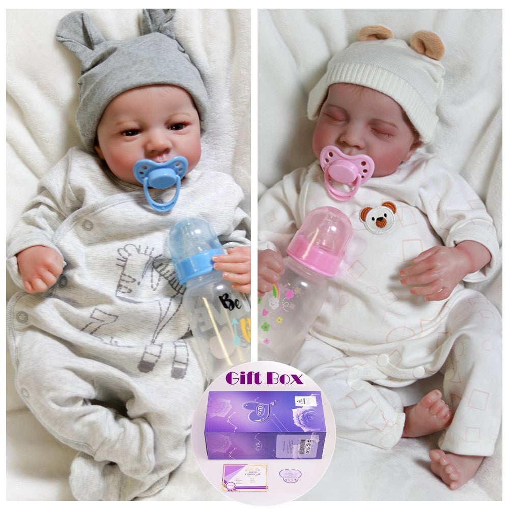 Realistic Reborn Dolls Twins Real Life Baby Boy Girl Handmade Newborn Doll Gift