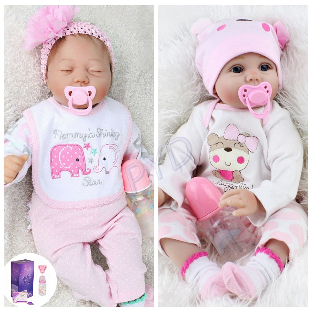 22" Reborn Dolls Realistic Baby Girl Doll Silicone Vinyl Newborn Baby Twins Gift