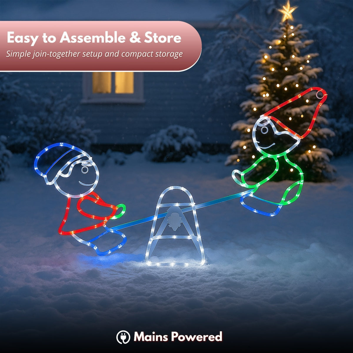 Christmas LED Rope Light Decoration See Saw Multicoloured Indoor Outdoor Xmas