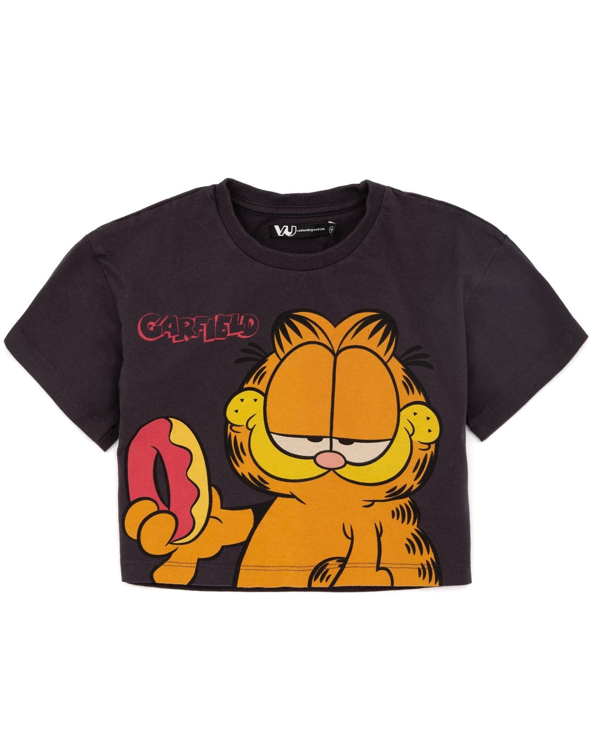 Garfield Cropped Short Sleeved T-Shirt | Girls Grey | Official Merch