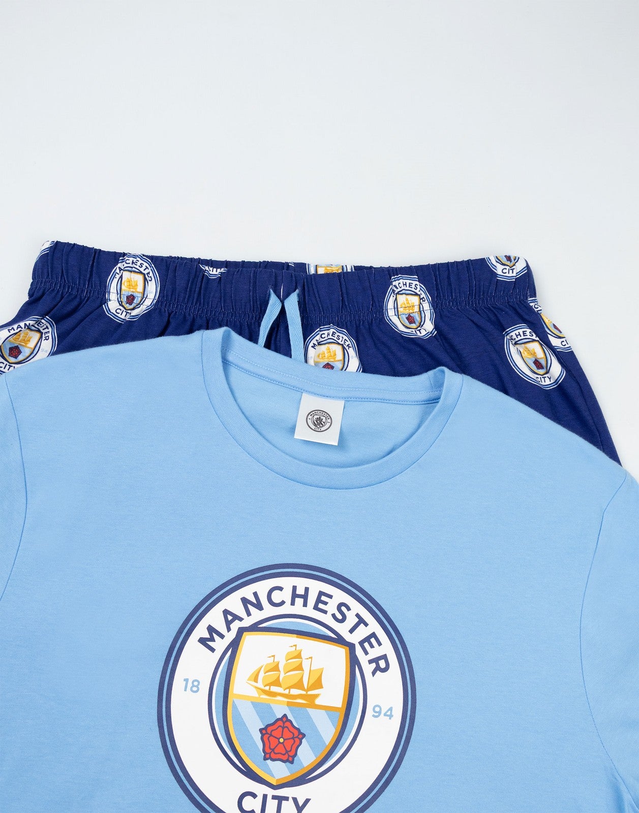 Manchester City Short Sleeve Long Leg Pyjama Set | Mens Blue | Official Merch