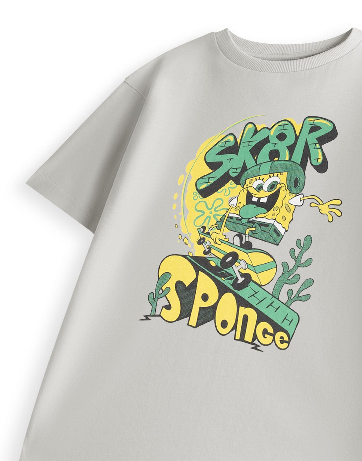 SpongeBob SquarePants Short Sleeved T-Shirt | Boys Light Grey | Official Merch
