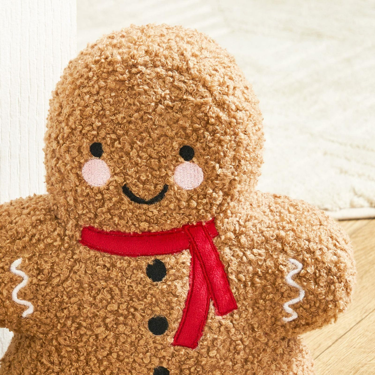 OHS Gingerbread Weighted Door Stop Xmas Decorative Boucle Stopper Wedge