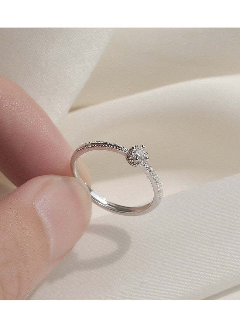 925 Sterling Silver Crystal Adjustable Ring Fashion Women Girls Jewellery Gift