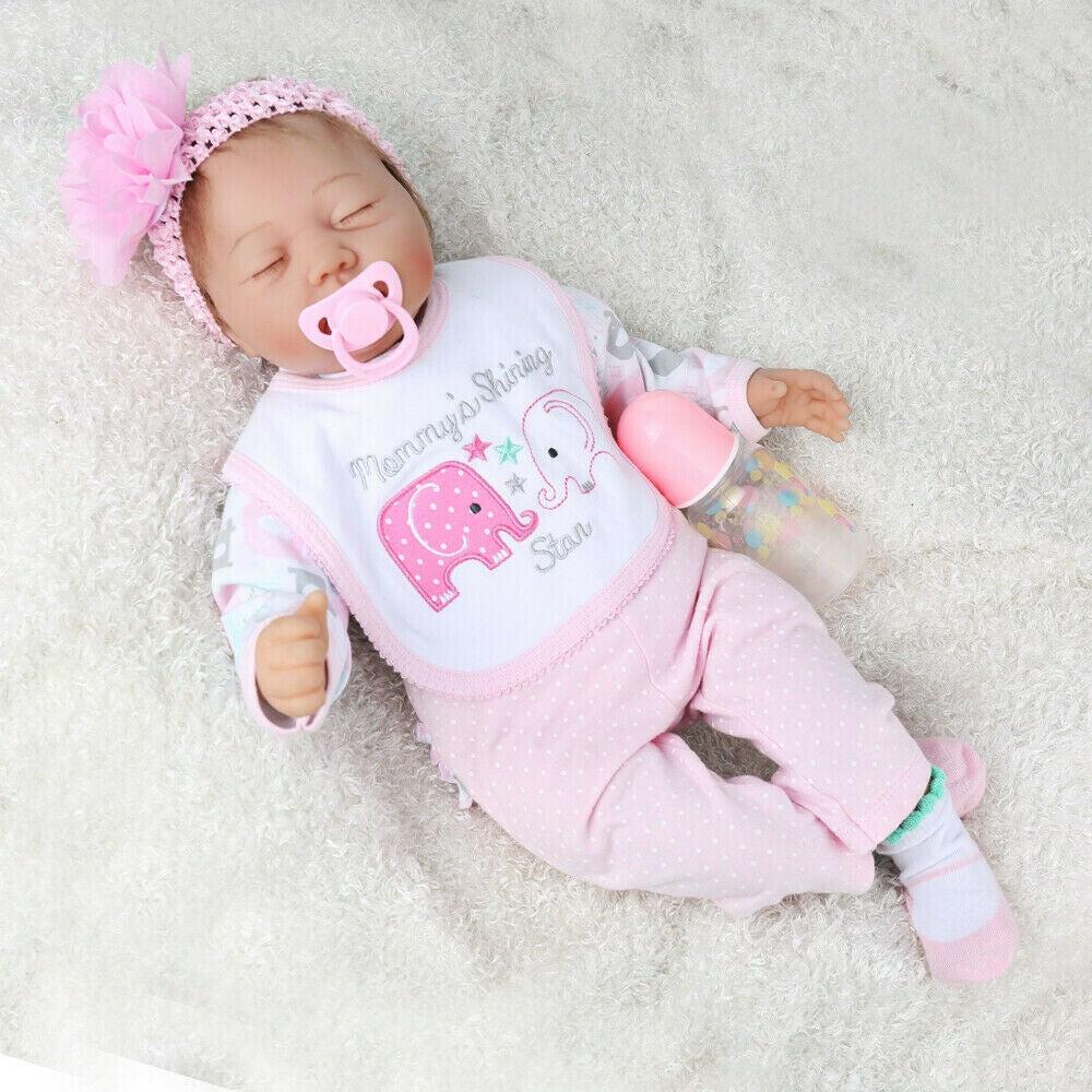 22" Reborn Dolls Realistic Baby Girl Doll Silicone Vinyl Newborn Baby Twins Gift