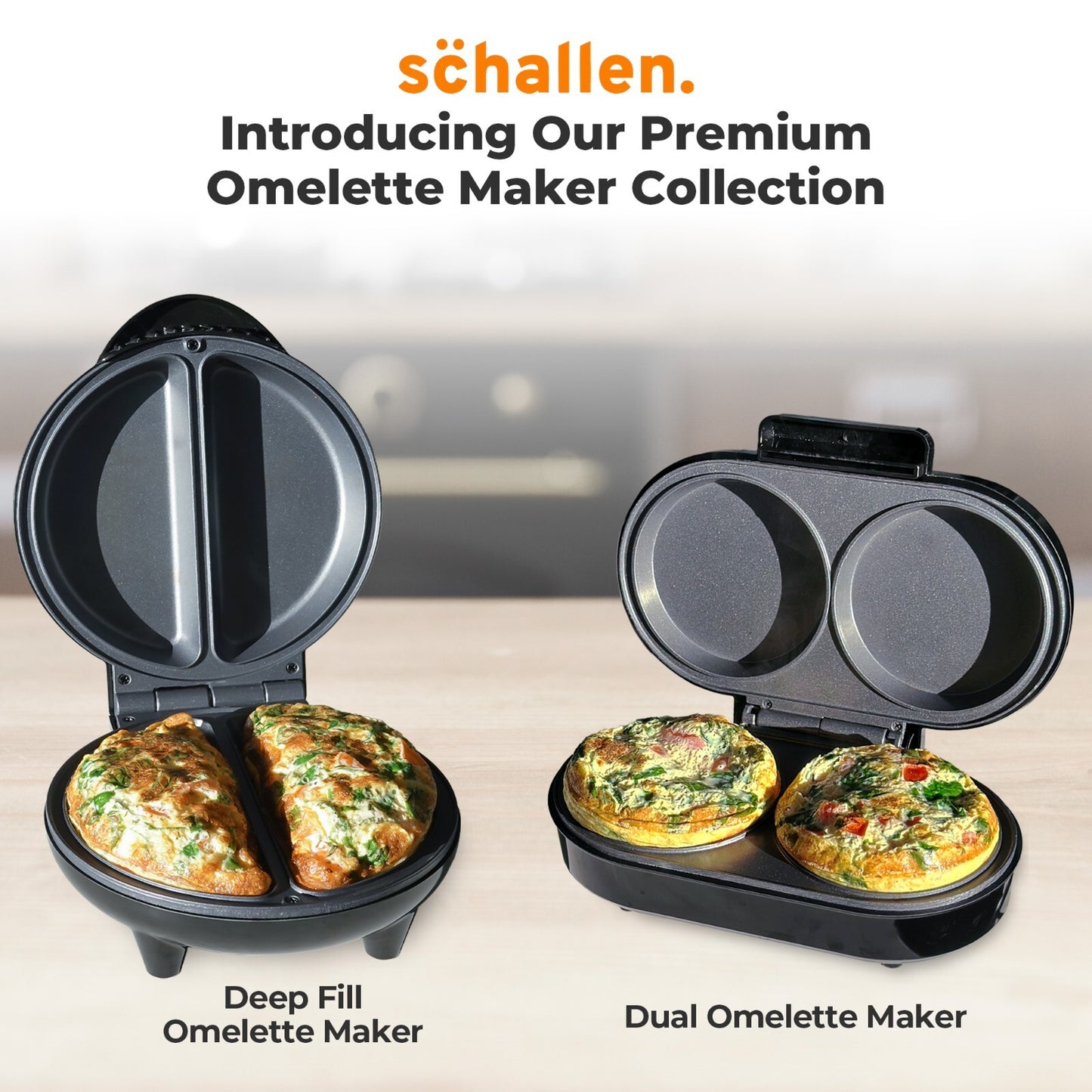 Electric Deep Fill Omelette Maker Egg Cooking Machine Non-Stick Dual Plate
