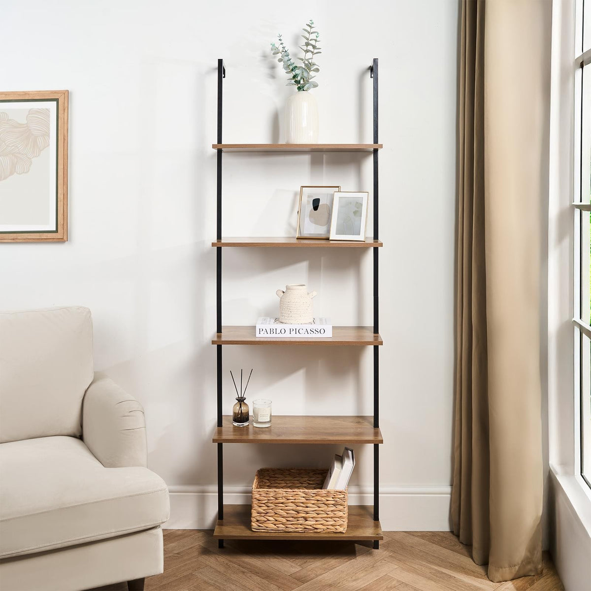 OHS 5-Tier Floating Shelf Wall Rack Display Unit Space Saving Home Decor
