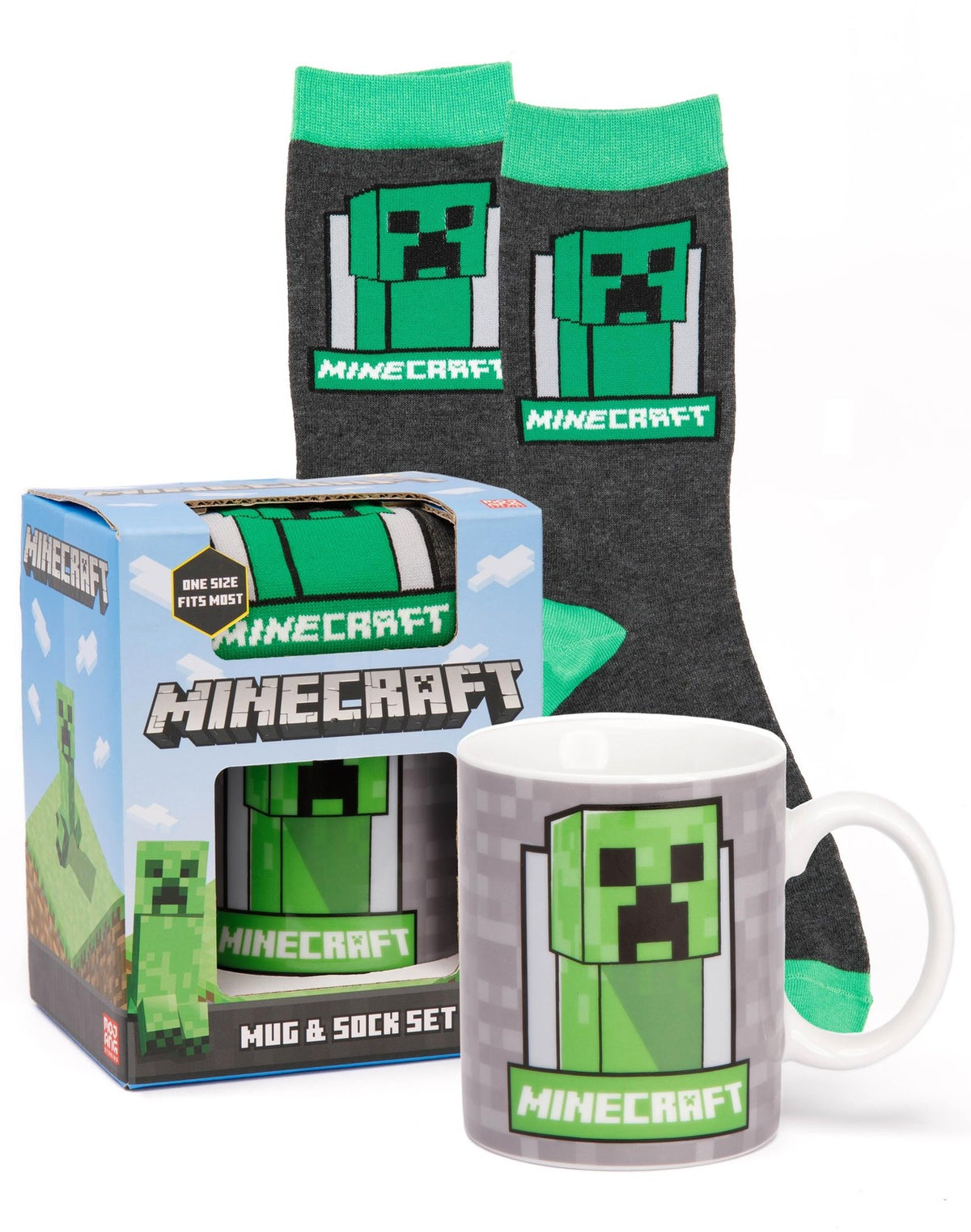 Minecraft Mug and Sock Gift Set | Boys Green Gaming | Official Merch