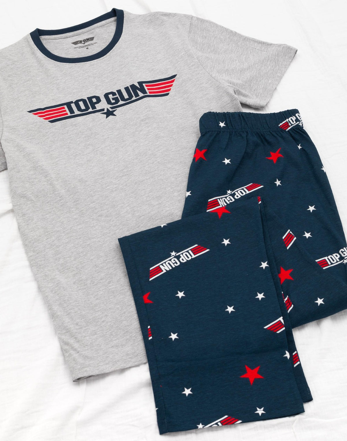 Top Gun Short Sleeve Long Leg Pyjama Set | Mens Navy/Grey | Official Merch