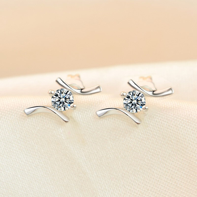 925 Sterling Silver Crystal Fashion Stud Earrings Women Girls Jewellery Gift UK
