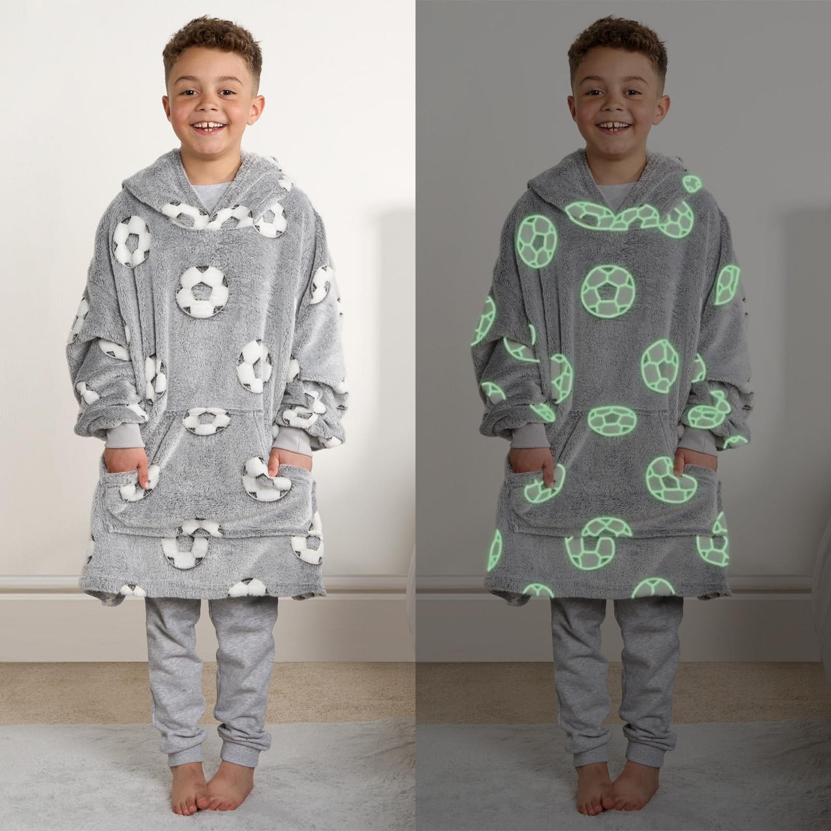 Hoodie Blanket Glow In The Dark Football Sherpa Fleece Oversized Soft Jumper
