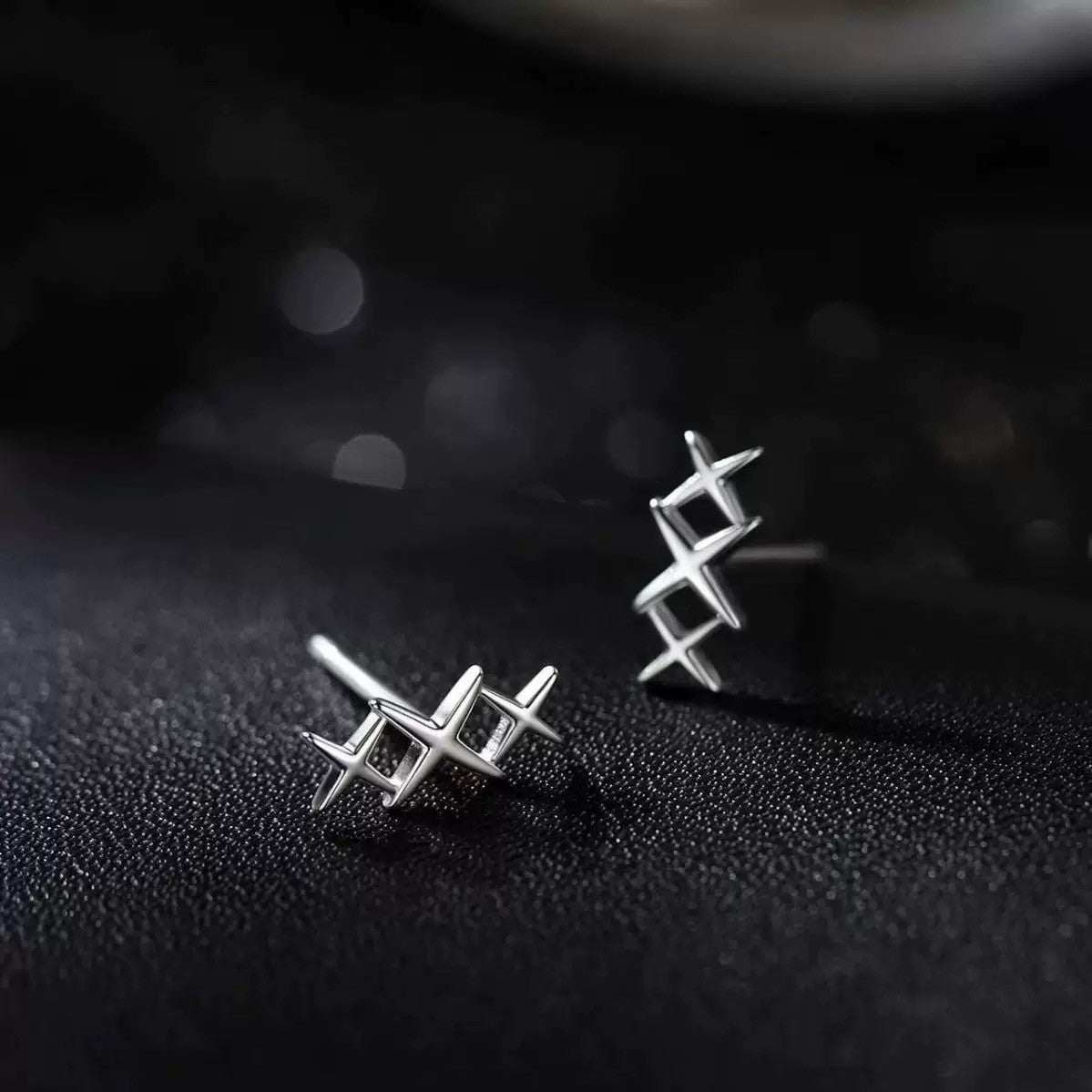 925 Sterling Silver Lovely Star Linked Stud Earrings Jewellery Women Girls Gift