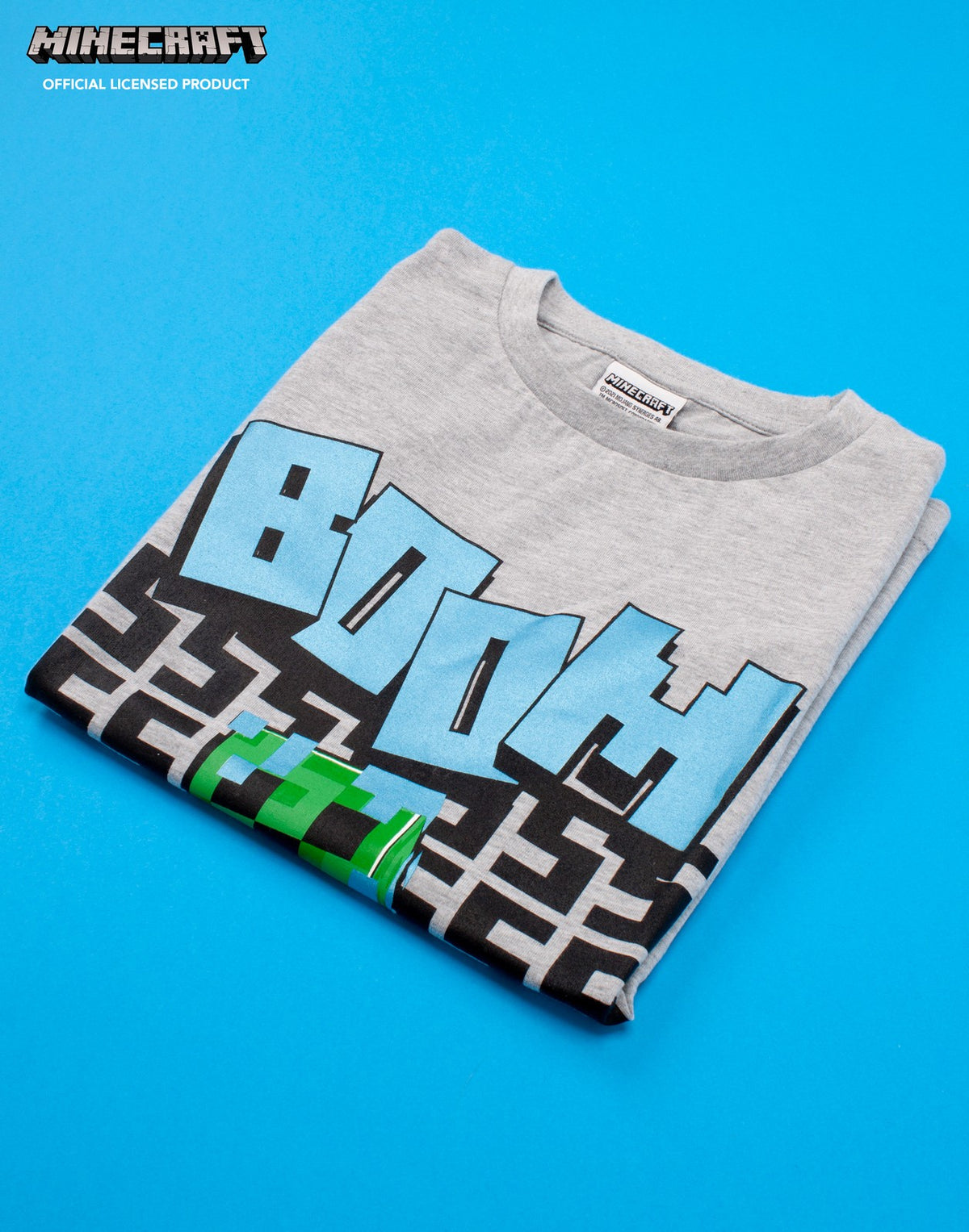 Minecraft Short Sleeved T-Shirt | Boys Grey Gaming | Official Merch