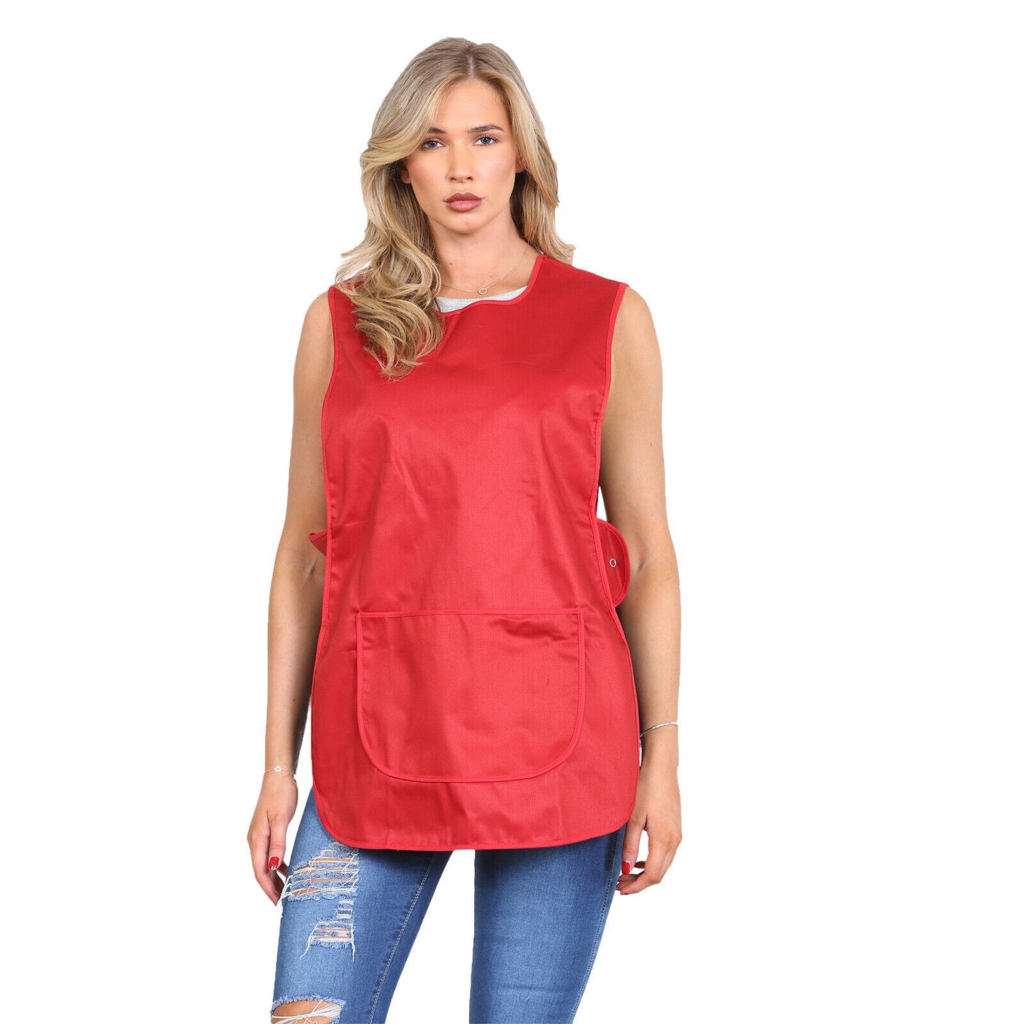 Plain Tabard Apron Workwear Cleaning Catering Salon | Large Pocket | Popper Fast