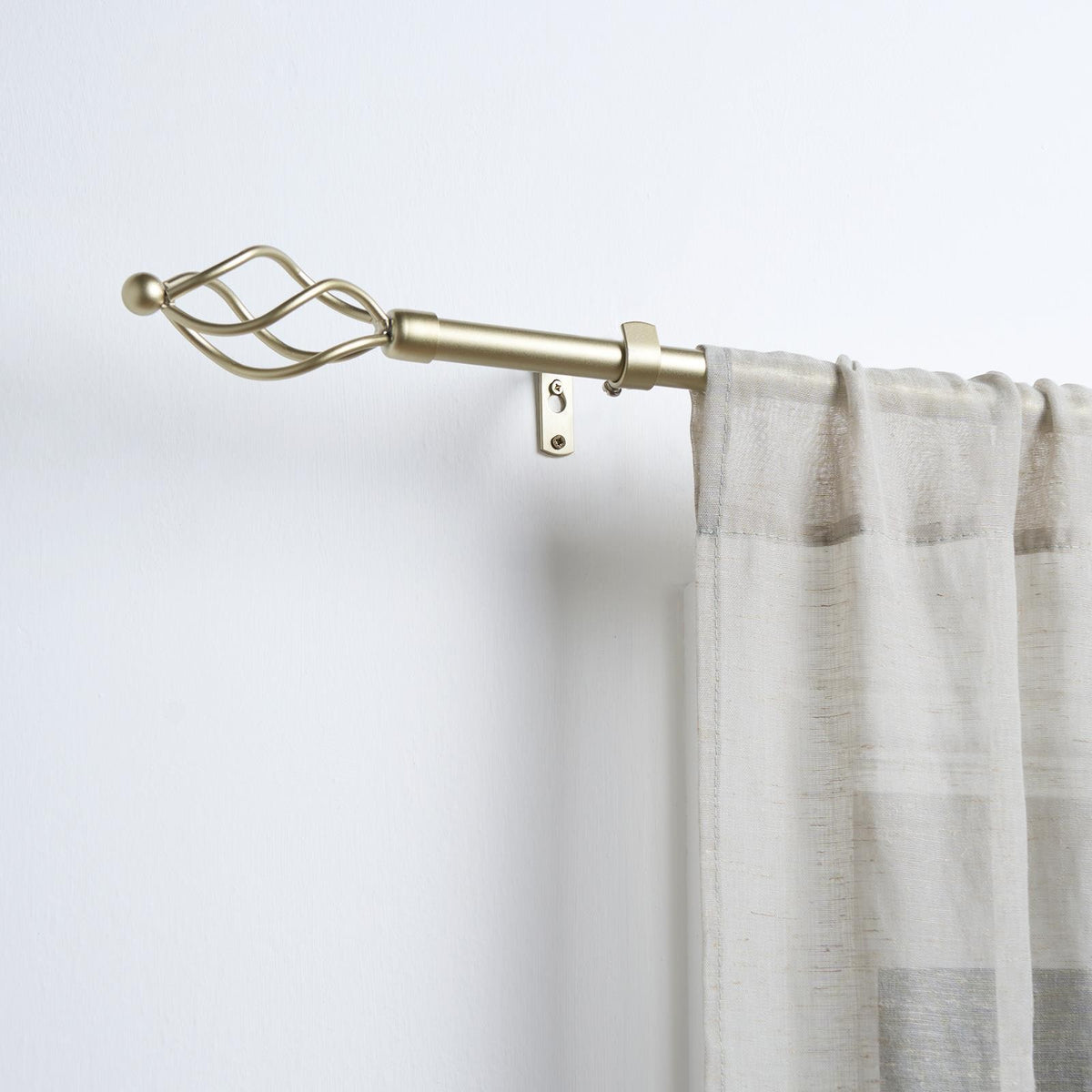 OHS 120-200cm Curtain Pole Extendable Metal 16mm Ball Trumpet Twist Finnials