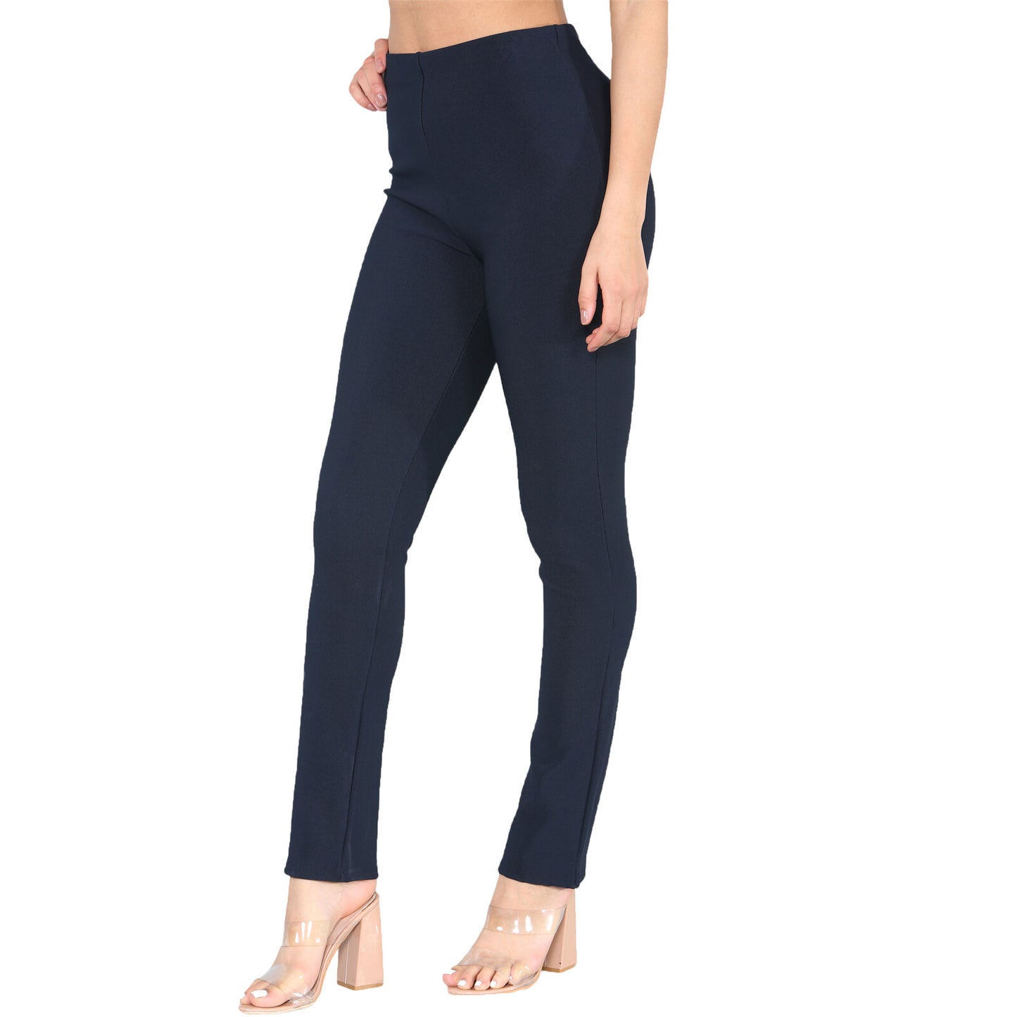 PACK OF 2 LADIES WOMENS STRAIGHT LEG RIBBED TROUSERS STRETCH PULL ON PANTS 8-26