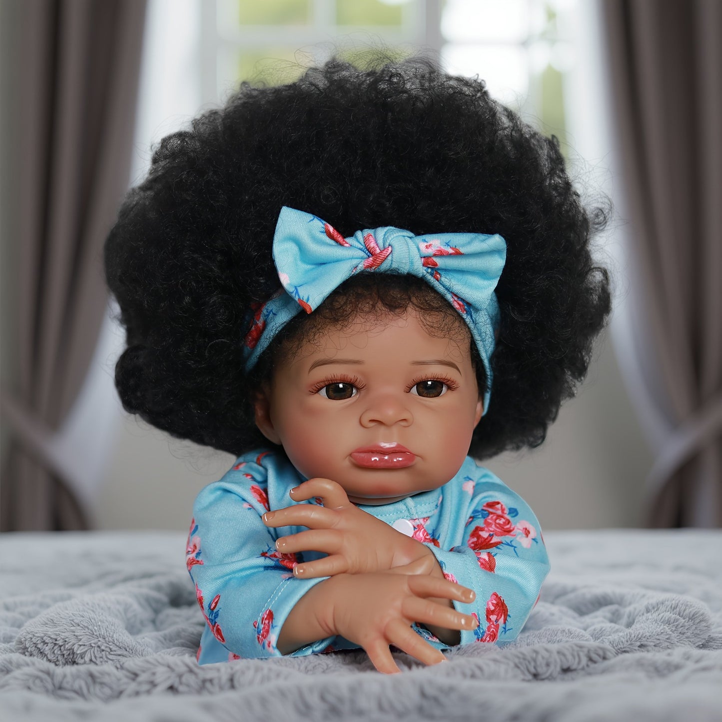 18" Lifelike Reborn Dolls Black African American Girl Doll Newborn Babies Gift
