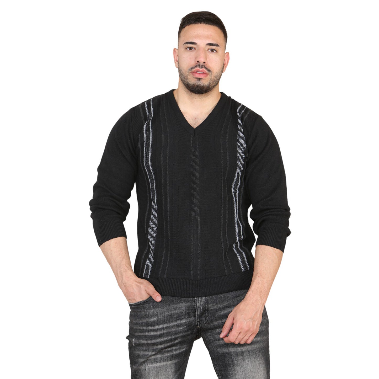MENS AZTEC PATTERN CARDIGAN ZIP POCKET THICK WINTER WARM SWEATER KNITTED JUMPER