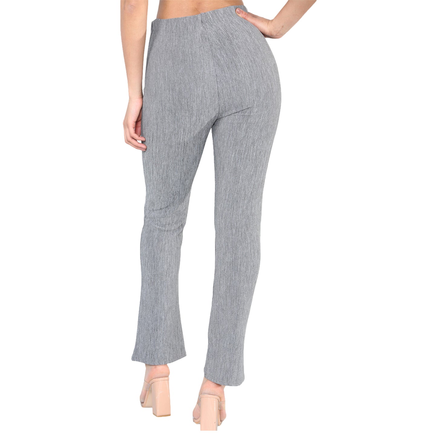 PACK OF 2 WOMENS BOOTLEG TROUSERS LADIES ELASTICATED WAIST RIBBED PANTS BOTTOMS