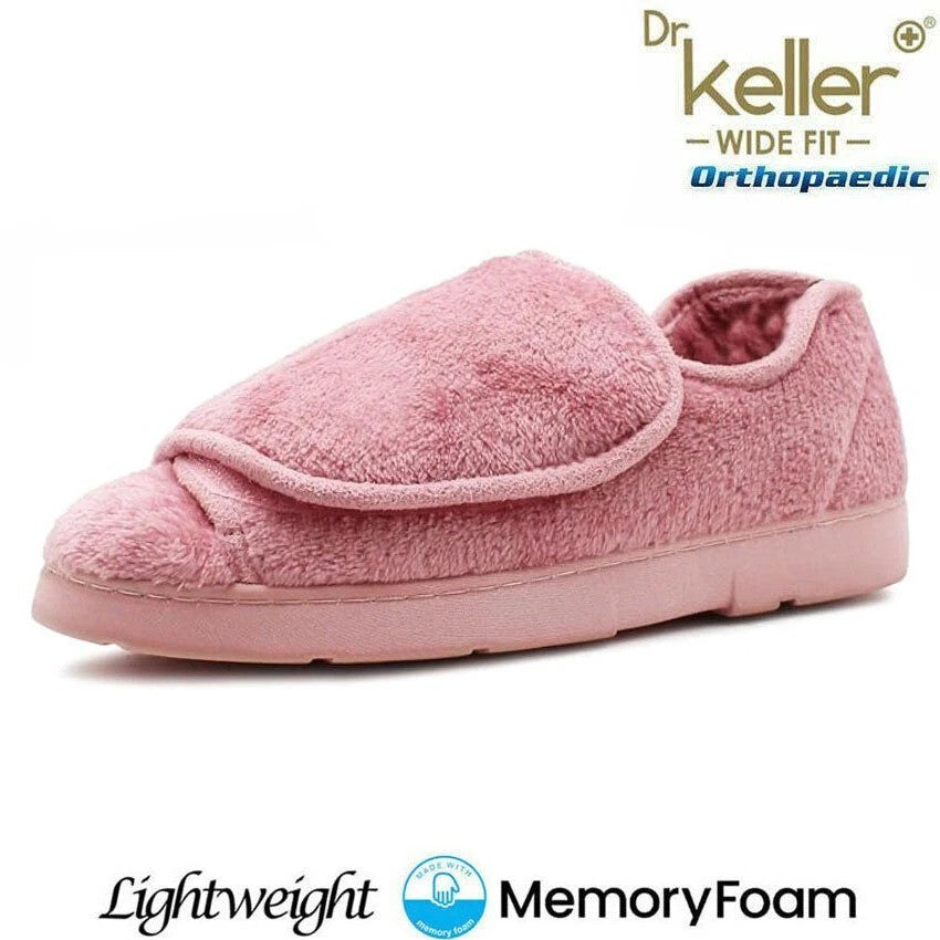 Dr Keller Ladies Wide Fit Memory Foam Slipper Washable Diabetic Orthopaedic Shoe