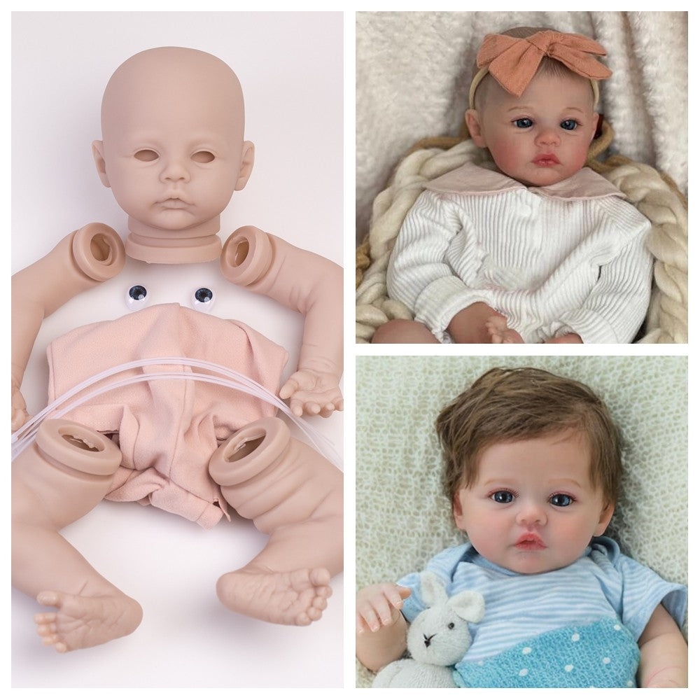 Unpainted Reborn Baby Doll Kits DIY Vinyl Silicone 16" Realistic Dolls Kit Parts