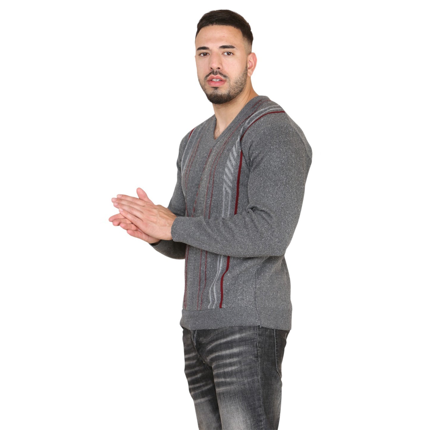 MENS AZTEC PATTERN CARDIGAN ZIP POCKET THICK WINTER WARM SWEATER KNITTED JUMPER