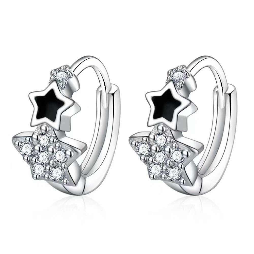 Women Girls 925 Sterling Crystal Star Hoop Earrings Jewellery Gift UK