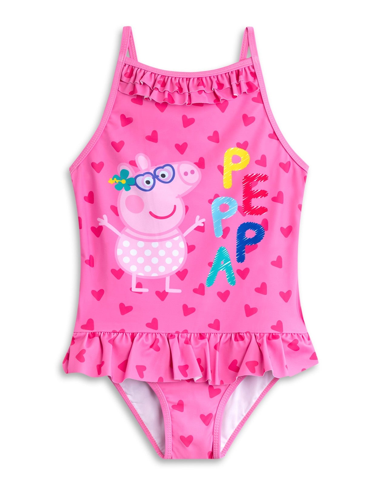 Peppa Pig Poncho Towel and 1 Piece Swimming Costume Set | Girls Pink | Official