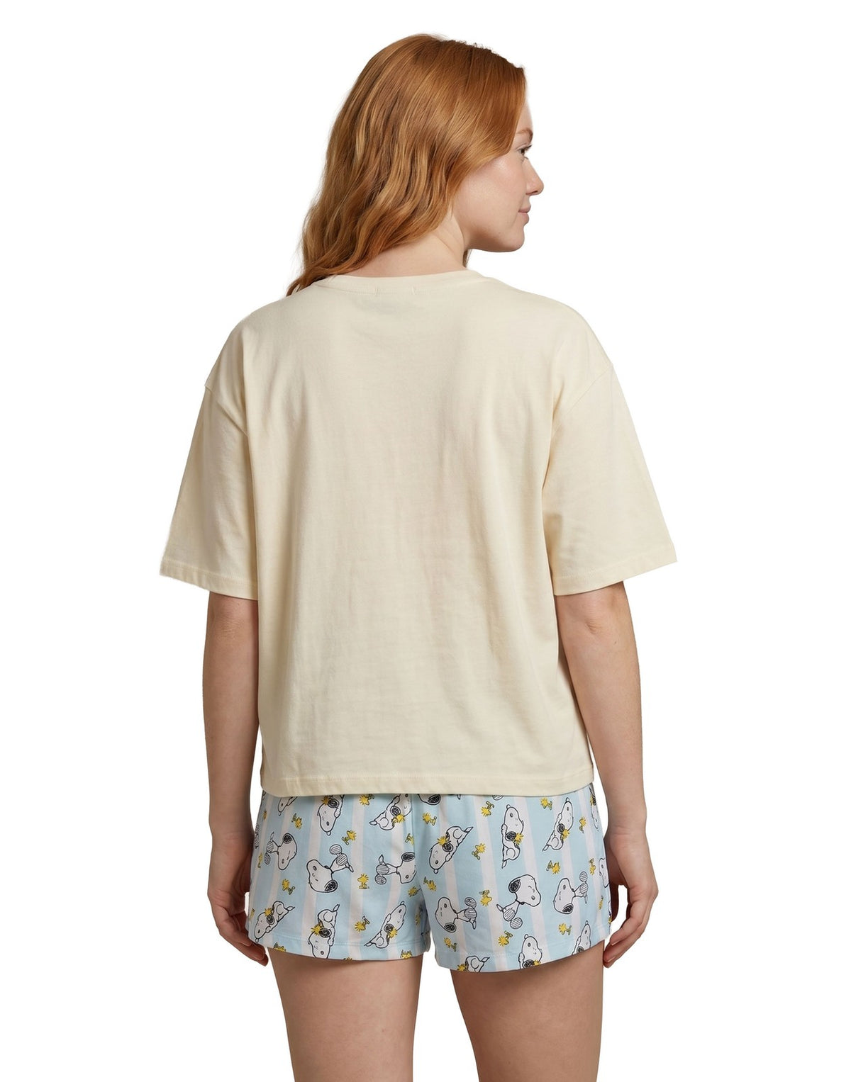 Peanuts Short Sleeve Short Leg Pyjama Set | Womens Beige | Official Merch