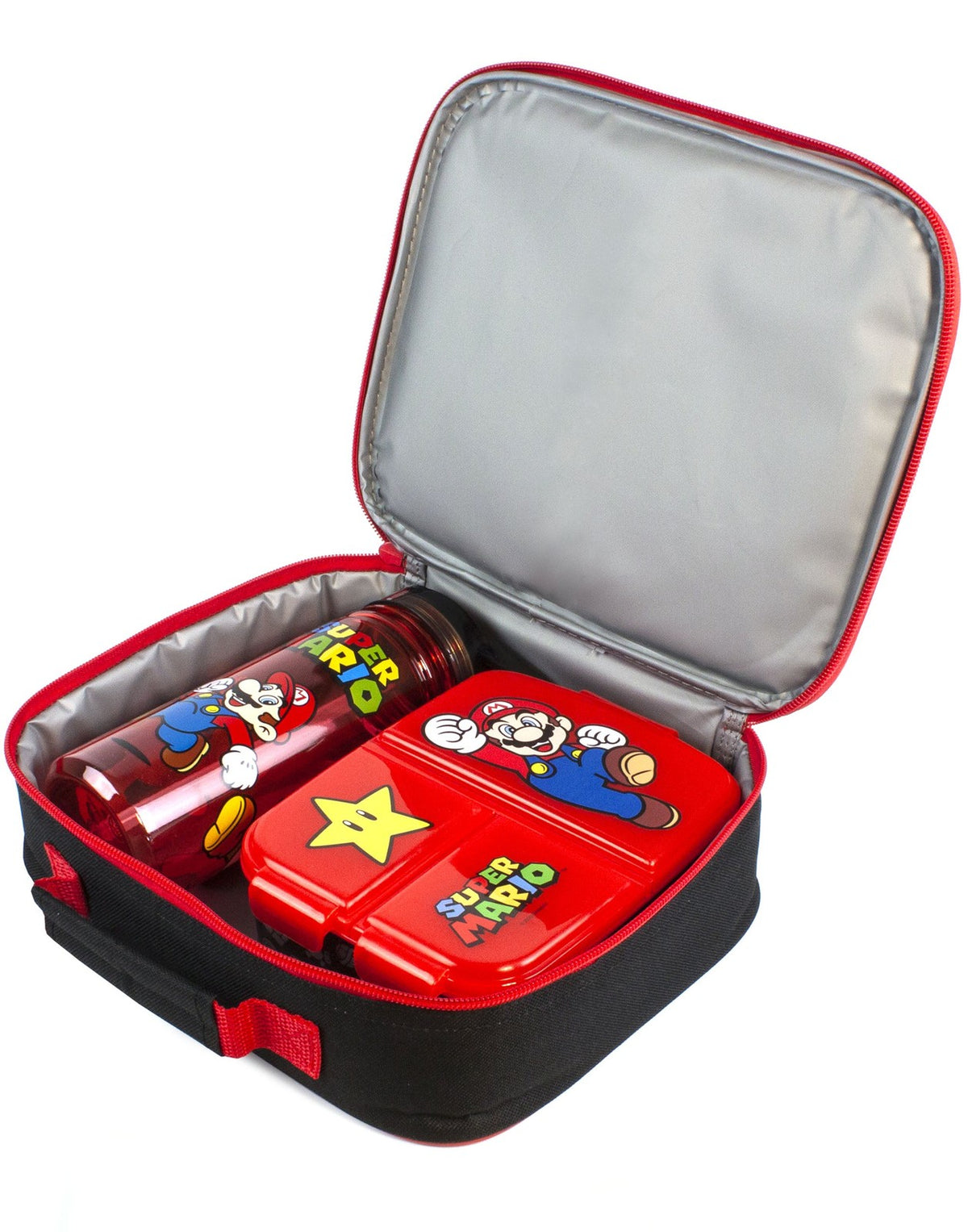 Nintendo Lunch Bag Bottle and Snack Pot | Unisex Kids Black | Official Merch
