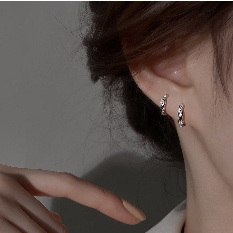925 Sterling Silver Crystal Twisted Hoop Earrings Women Girls Jewellery Gift UK