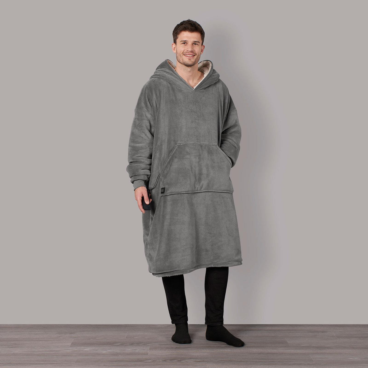 Heated Hoodie Blanket Extra Long Oversized Warm Fleece Sherpa Throw USB Jumper