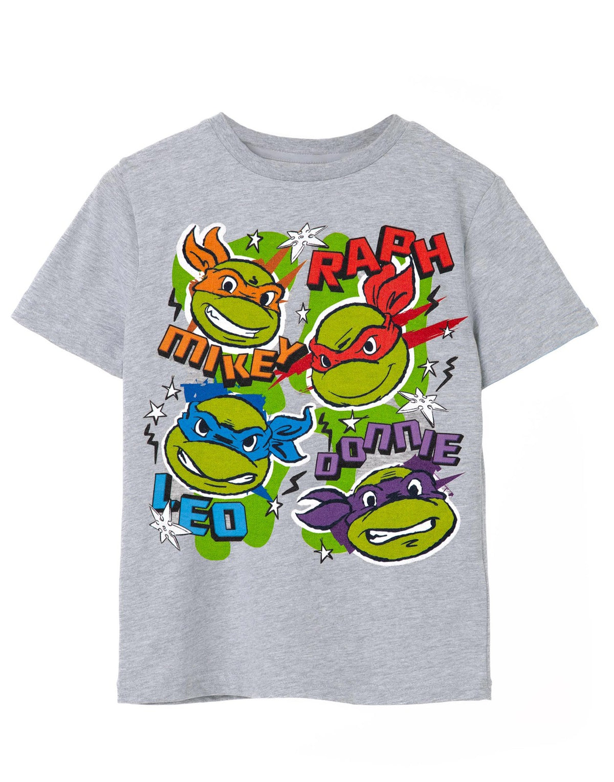Teenage Mutant Ninja Turtles Short Sleeved T-Shirt | Unisex Kids Grey Marl | Off