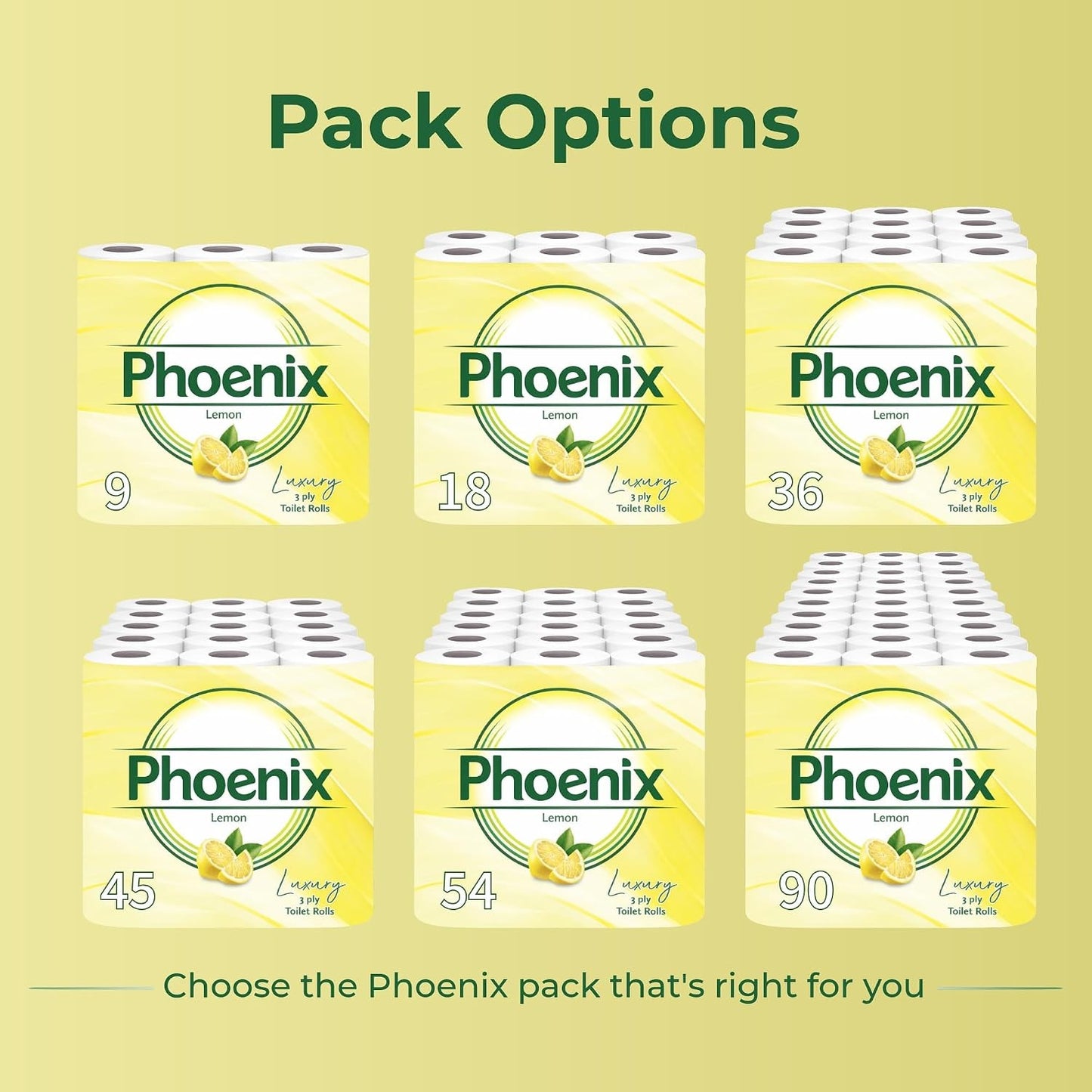 Phoenix Toilet Rolls – 45 Pack | 3 Ply Lemon Scented Toilet Paper | Bulk Buy, So