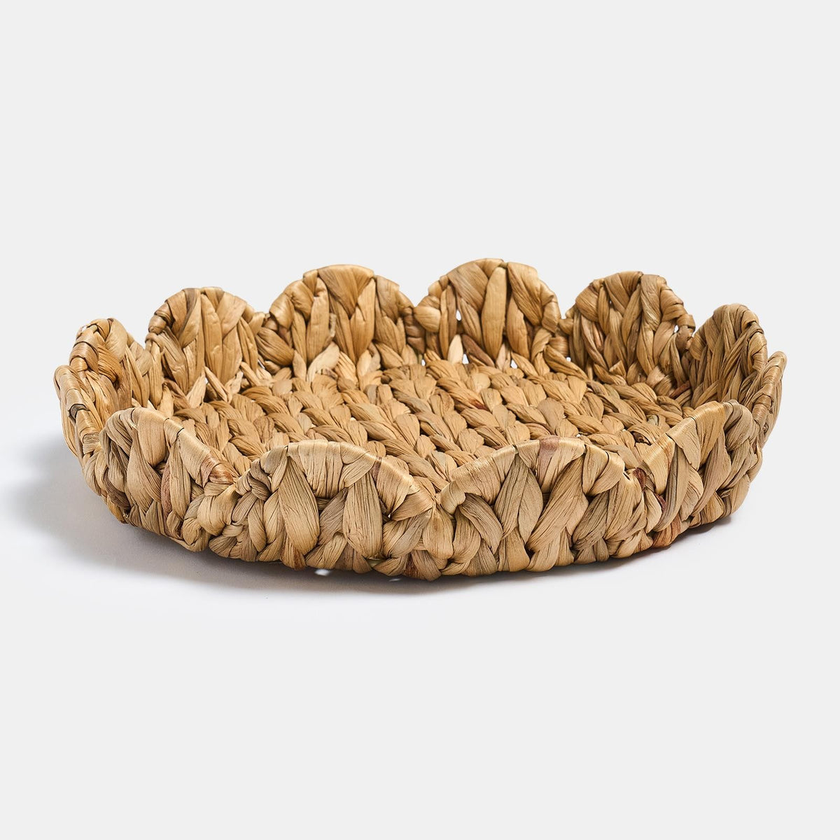OHS Scallop Seagrass Tray Woven Water Hyacinth Decorative Organiser Basket