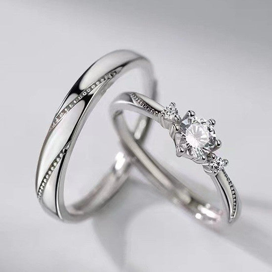 925 Sterling Silver Crystal Stone Adjustable Ring Women Girls Jewellery Gift UK