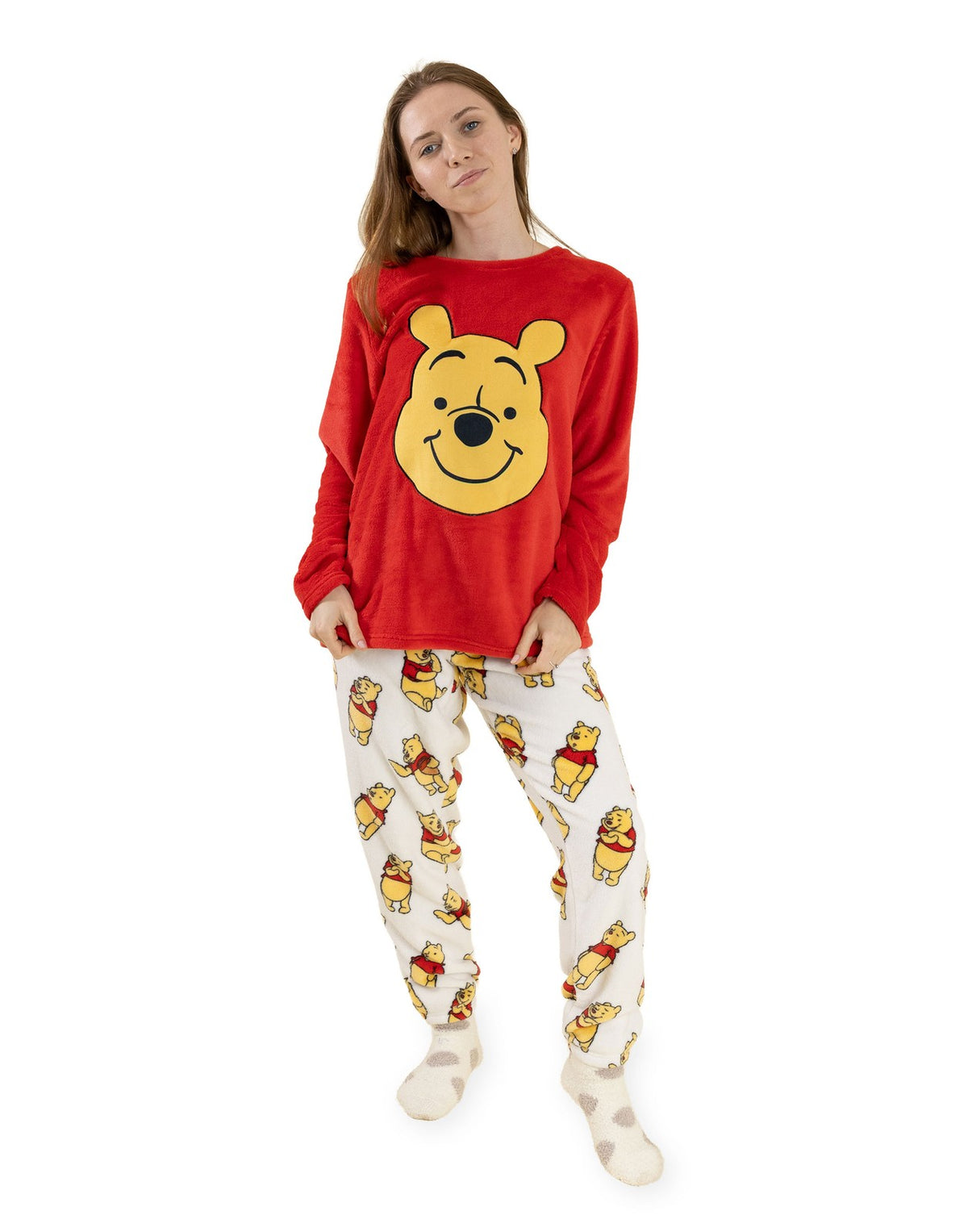 Winnie the Pooh Long Sleeve Long Leg Pyjama Set | Womens Red | Official Merch