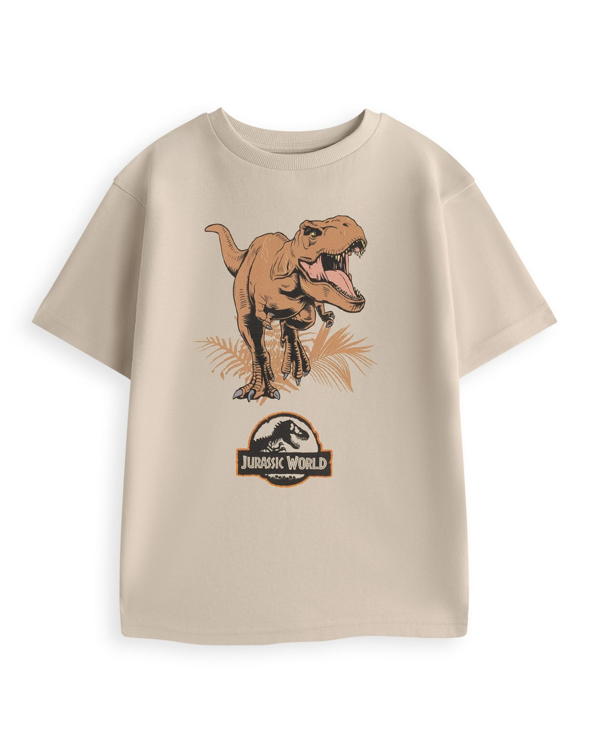 Jurassic World Short Sleeved T-Shirt | Boys Oatmeal | Official Merch