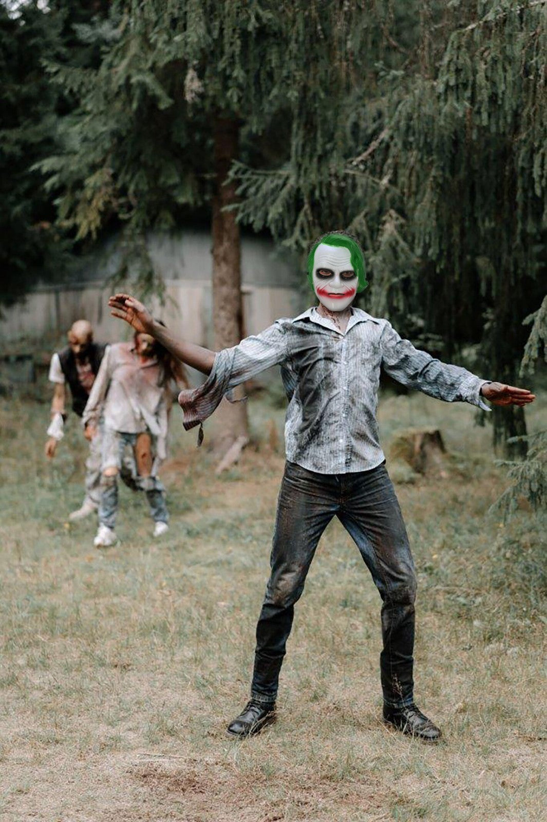 The Joker Mask Halloween Costume Adult Outfit Fancy Dress Scary Spooky Horror