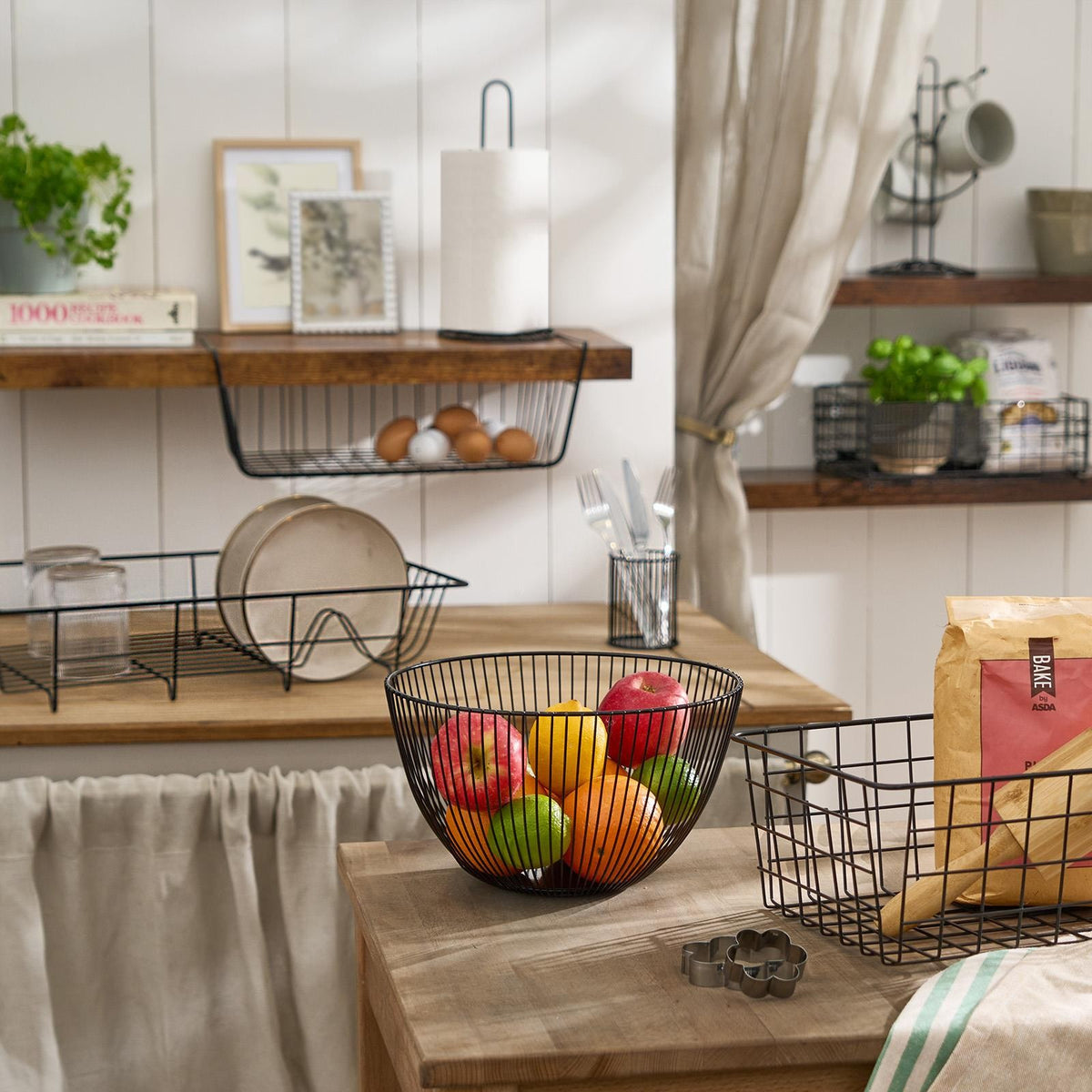 OHS Wire Fruit Basket Vegetables Storage Round Rack Container Kitchen Organiser
