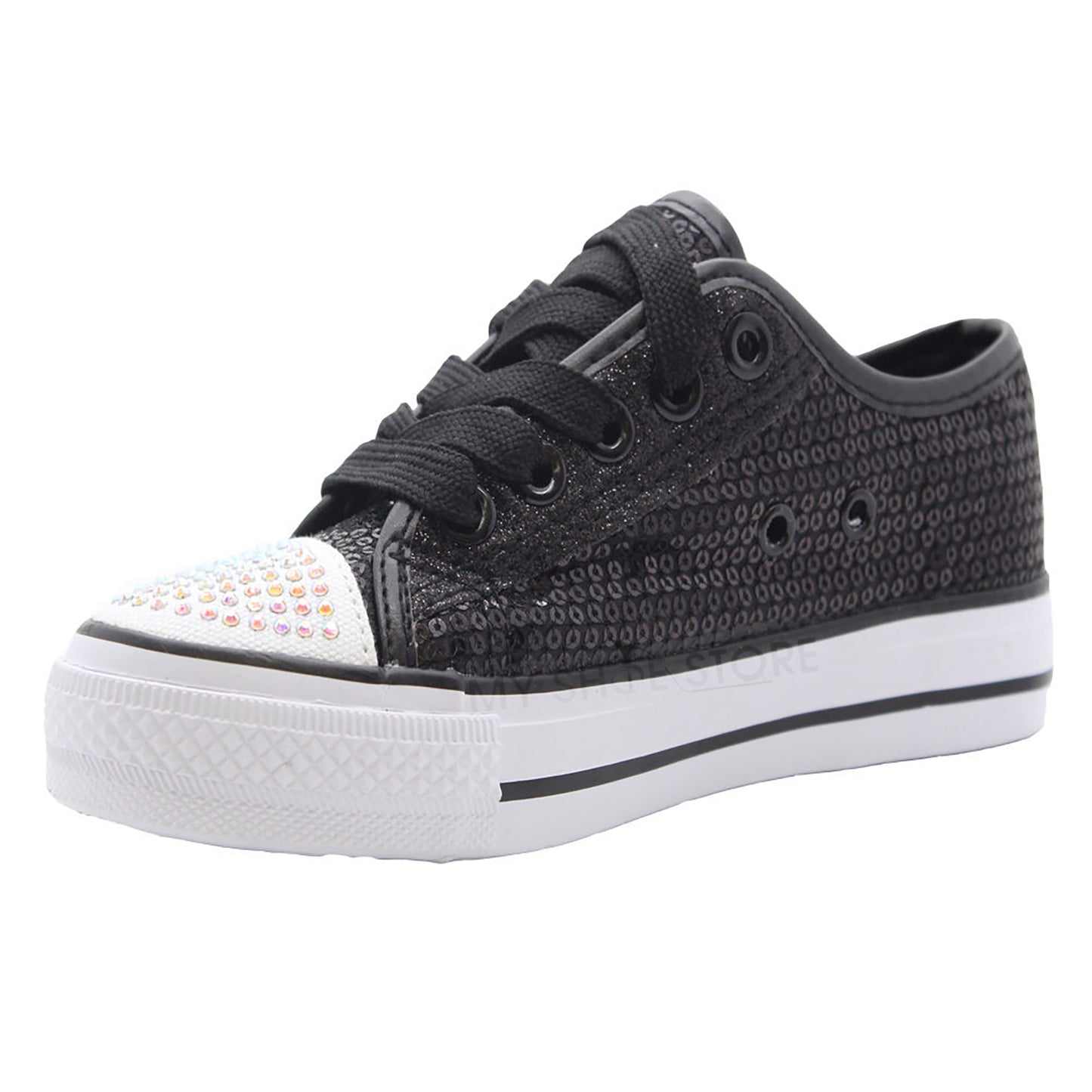 GIRLS DIAMANTE CANVAS SHOES CHILDRENS CASUAL PUMPS PLIMSOLLS SNEAKERS TRAINERS