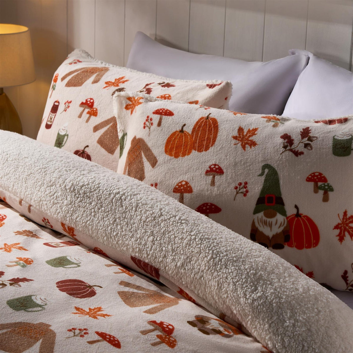 OHS Gonk Bedding Set Xmas Autumn Soft Fleece Thermal Duvet Cover with Pillowcase