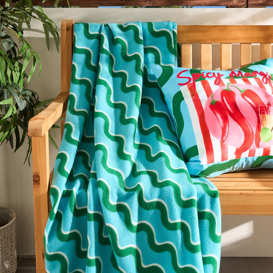 OHS Swirl Print Throw Soft Blanket Polar Fleece Lightweight Bedspread