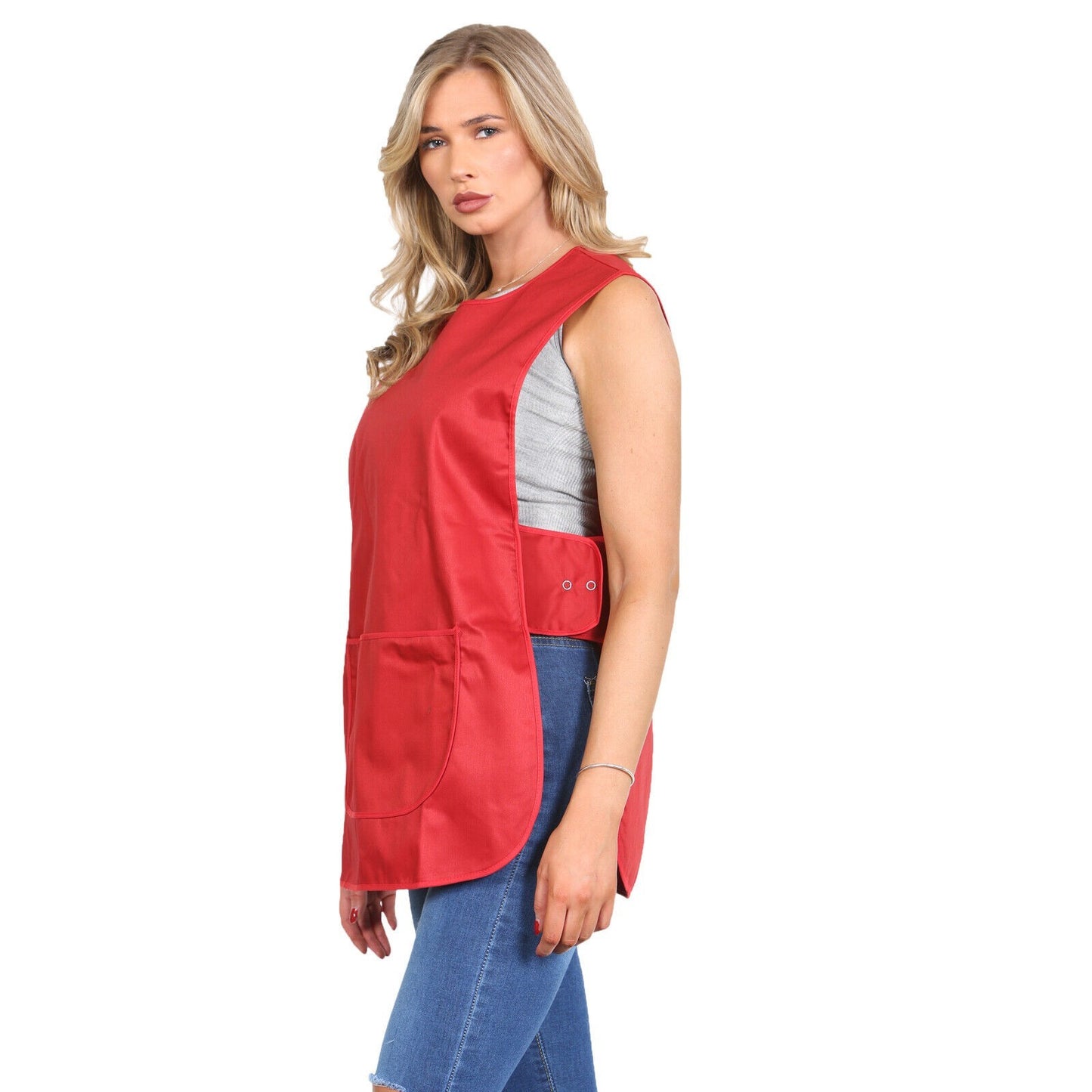 Plain Tabard Apron Workwear Cleaning Catering Salon | Large Pocket | Popper Fast